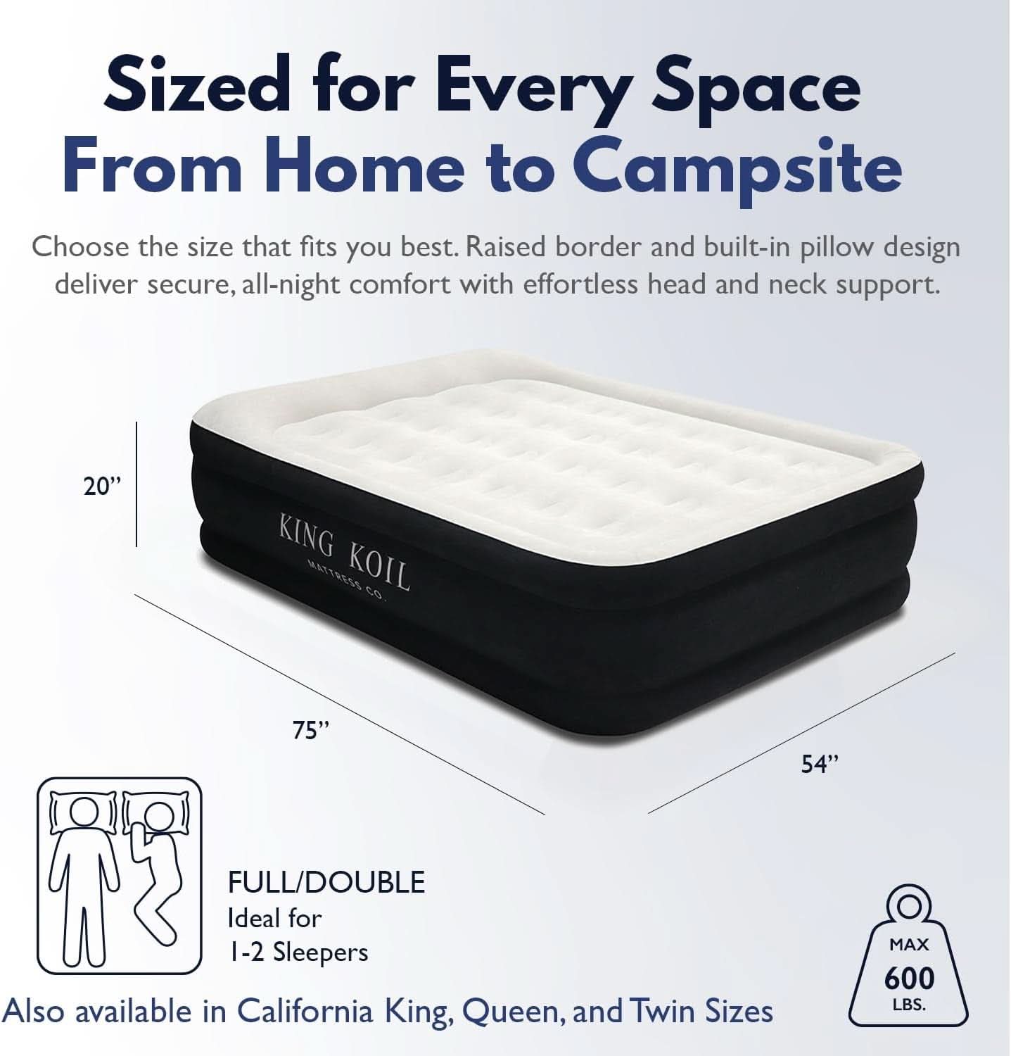 Pillow-Top Plush Full-Size Air Mattress Built-In Pump