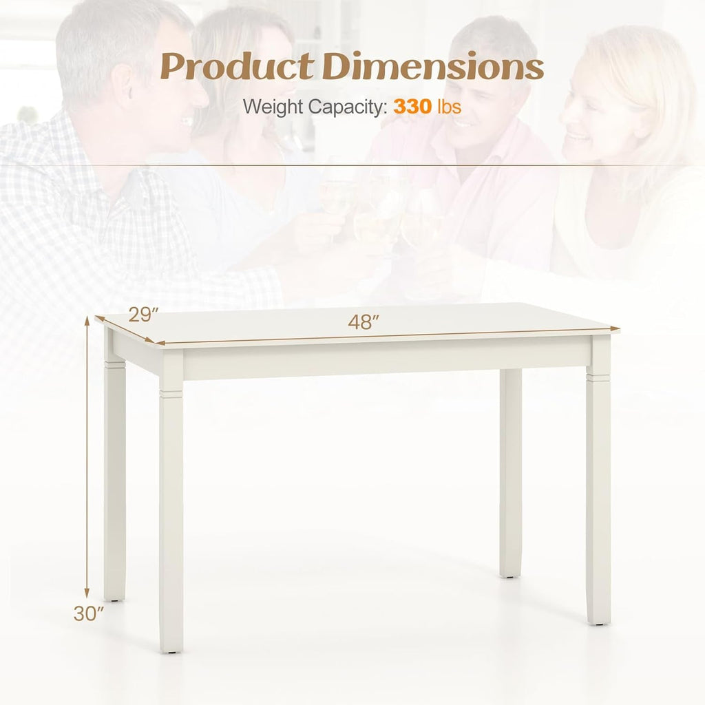 White Rectangular Dining Table 48x29 Inches Compact