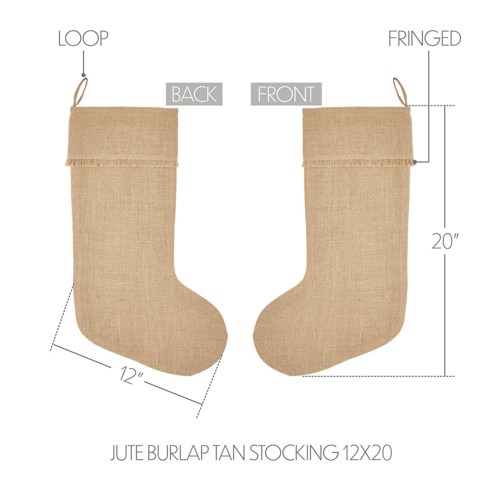 Greetings Jute Burlap Christmas Stocking 12x20