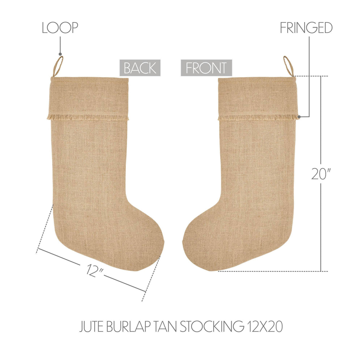 Greetings Jute Burlap Christmas Stocking 12x20