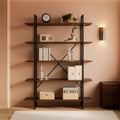 Industrial Reinforced Five Tier Bookshelf Rustic Oak
