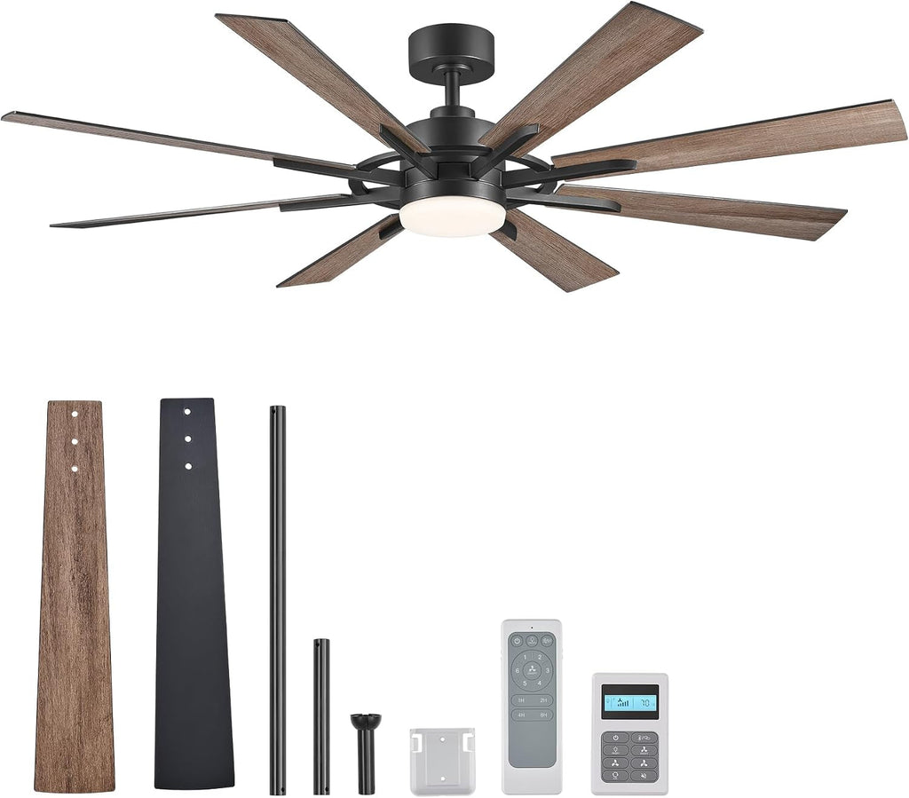 Farmhouse Black Ceiling Fan Integrated Lighting System