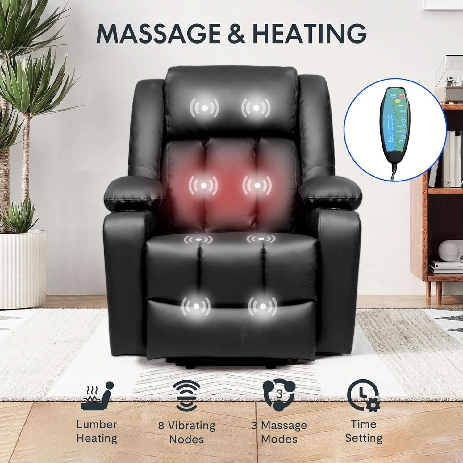 XL31 Power Lift Recliner For Elderly Black Massage