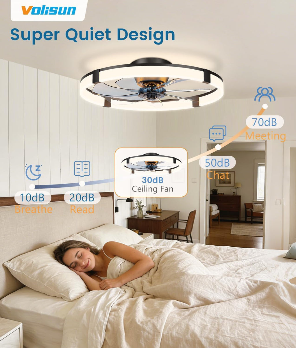 Black Bladeless Ceiling Fan With Smart Lighting Control