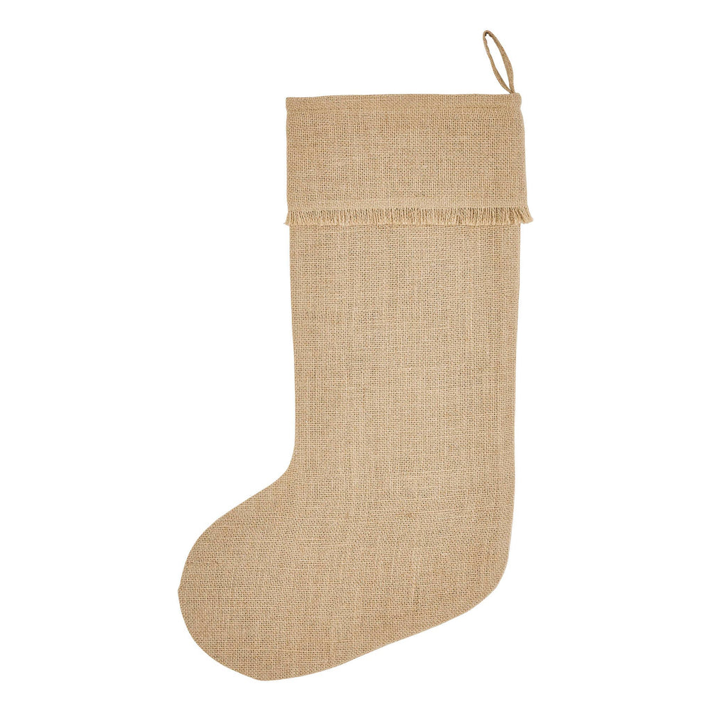 Greetings Jute Burlap Christmas Stocking 12x20