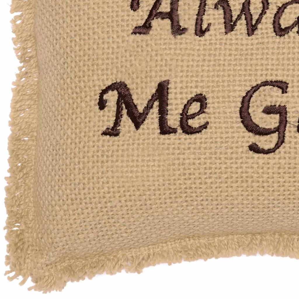 Burlap Natural Throw Pillow Always Kiss Me Goodnight 7x13