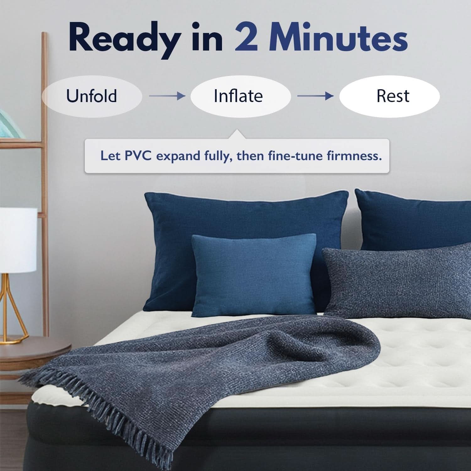 Pillow-Top Plush Full-Size Air Mattress Built-In Pump
