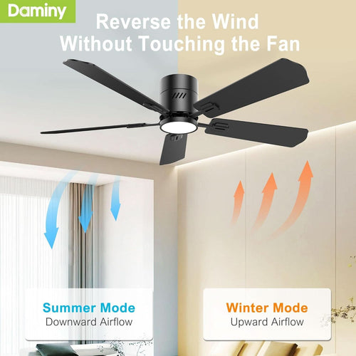 52 Inch Black Walnut DC Motor Ceiling Fan With Light Remote