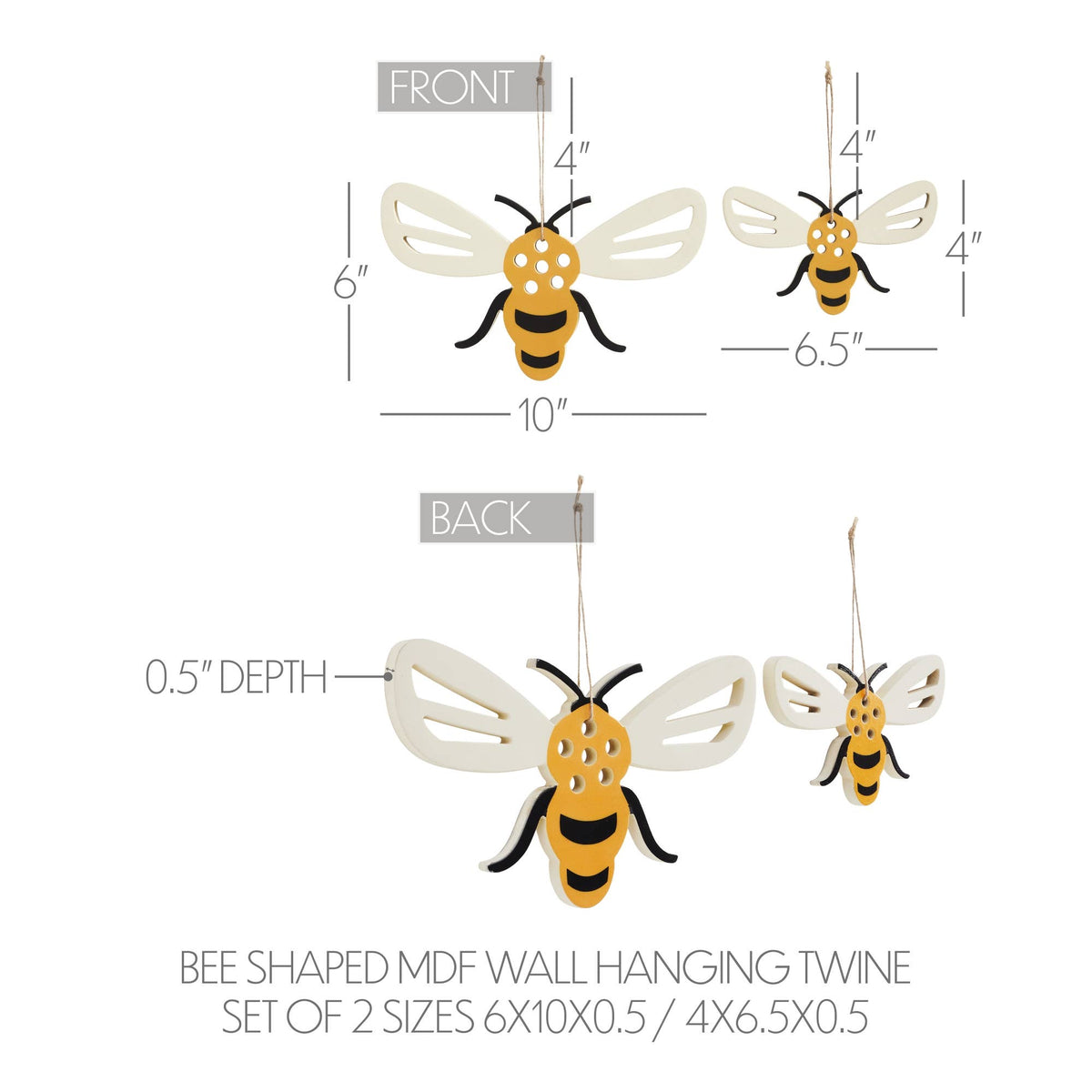 Buzzy Bees Bee Shaped MDF Wall Hanging Set 2 Sizes