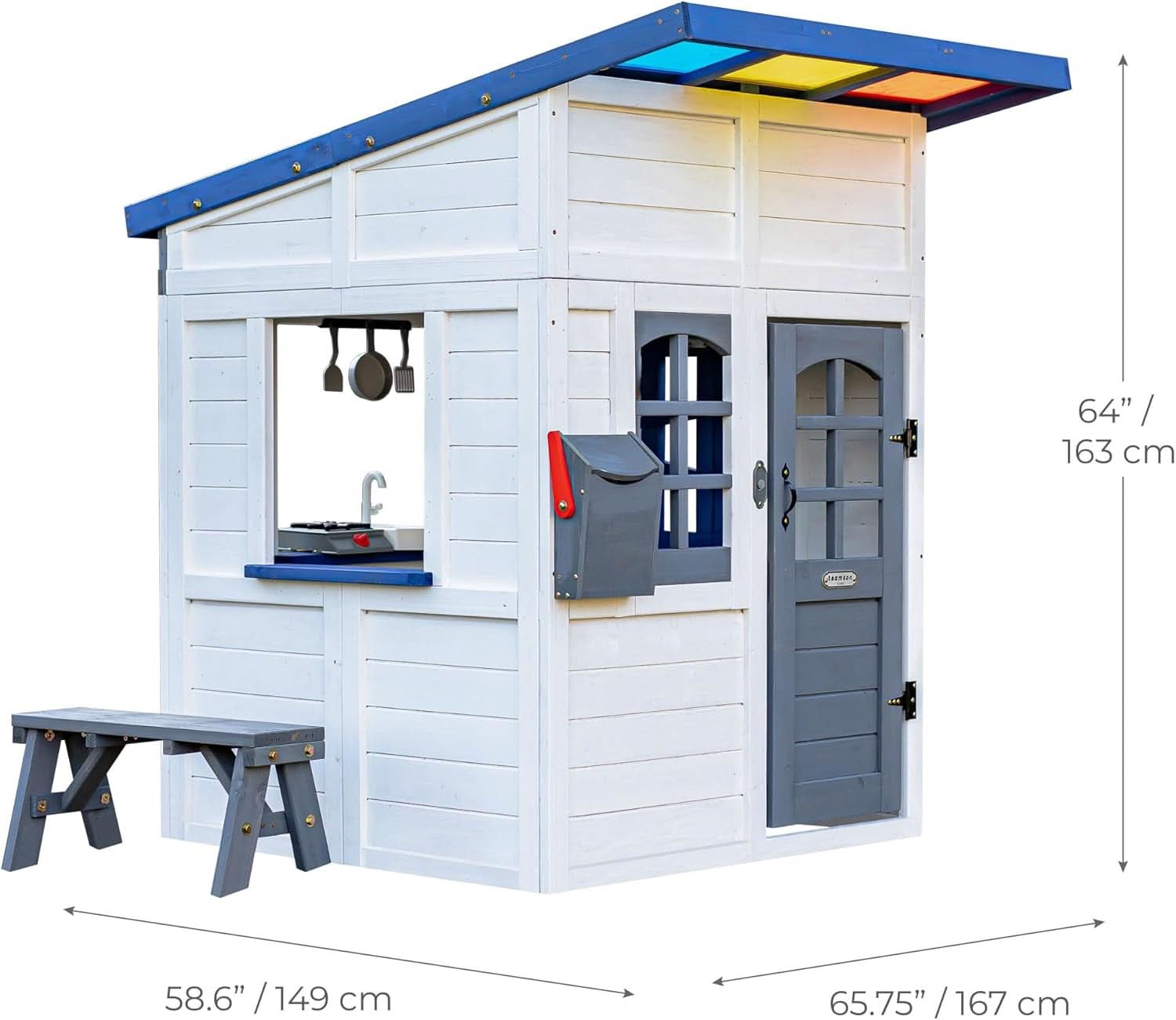Wooden Playhouse With Rainbow Shade Interactive Kitchen