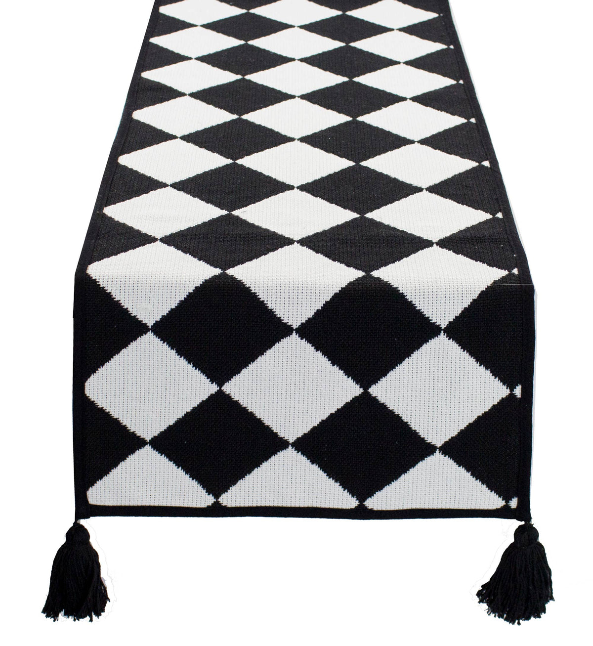 Black & White Diamond Checker 14"x71" Table Runner